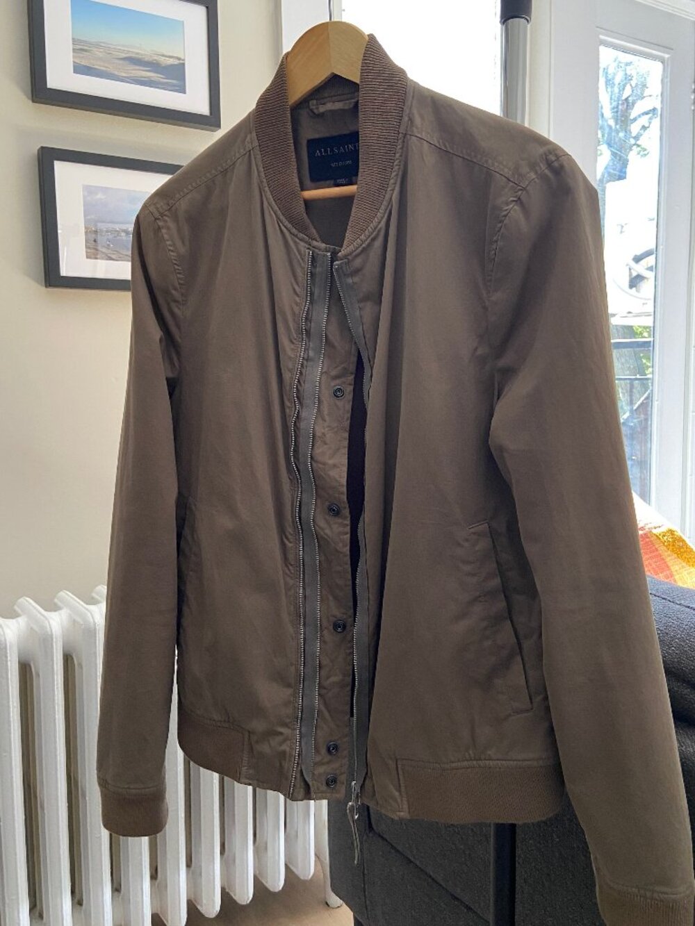 All Saints - khaki bomber for men, size M